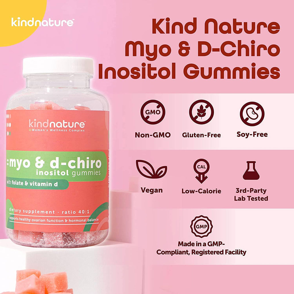 Folate-infused Inositol gummies for women's health and hormonal balance